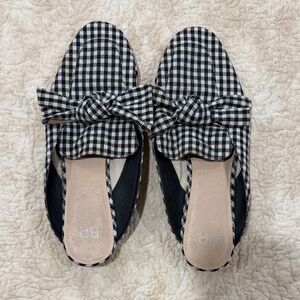 BP Checkered Black and White Bow Mules